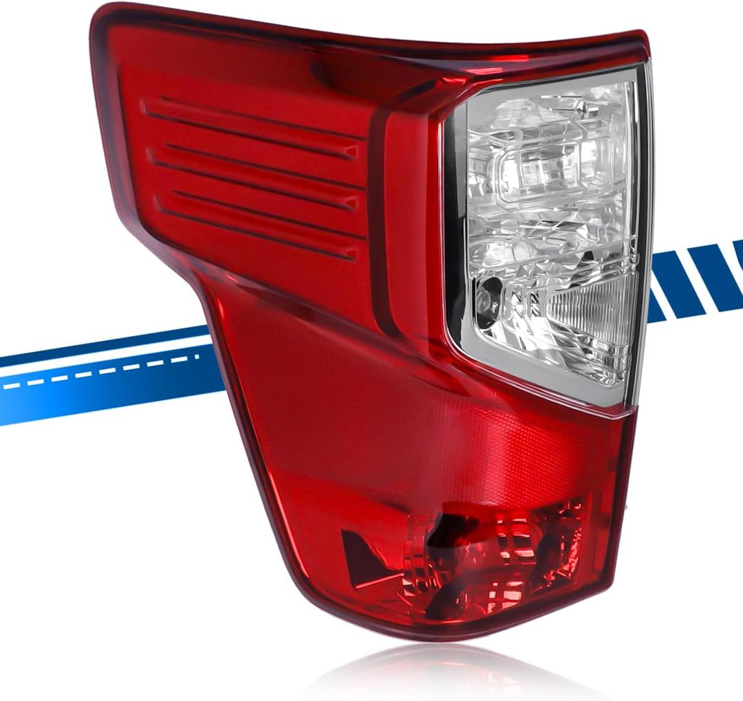 Tail Light Assembly Compatible with Nissan Titan 2017-2023 / Titan XD 2016-2023, Halogen Type Rear Lamp with Bulbs Replacement for 26555-EZ23D NI2801212, Red+Clear Lens, Left Driver Side