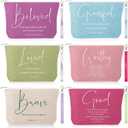 Huhumy 12 Pcs Christian Makeup Bag, Morandi Colors, English Bible Word