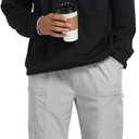 Men's Casual Cargo Pants Workout Sweatpants Joggers Stretch Hiking Drawstring Tactical Trousers (Gray, XXL)