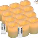 Vinkor Flameless Candles Battery Operated Candles Real Wax Pillar LED Candles with 10-Key Remote and Cycling 24 Hours Timer (Ivory Set of 12 （D: 3" x H: 4"）)