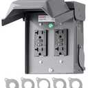 DEWENWILS Outdoor Electrical Outlet Box, Dual 20 AMP WRTR GFCI Receptacles with Rainproof 3R Enclosure, Waterproof GFCI Outlet Box with Cover for Garden, Outdoor Lights, ETL Listed