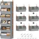 Hanging Closet Organizer Extra Large, Clothes Hanging Shelves for Closet with Divider, Collapsible Closet Storage System, Fabric Storage Bins for Home, Dorm, Rv, Sweaters, Handbags, Underwear, Sock
