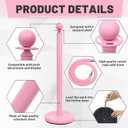Ferraycle 4 Pcs Stainless Steel Stanchions Post Queue 38 Inch, 5 ft Velvet Rope Carpet Ropes and Pole, Control Barriers for Wedding Birthday Party Decoration Sand Injection Hollow Base Set (Pink)