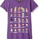 Nintendo girls Super Mario Pixel Cast Graphic Tee T-Shirt  (Purple, XL)