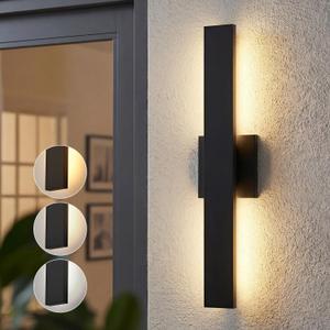 Upgraded 23.6in Modern LED Outdoor Wall Lights 3000K 4000K 5000K Dimmable Black Exterior Wall Sconce Long Outside Light fixtures for House Garage Front Door