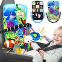 Baby Car Seat Ocean Animals Toys - Kick and Play Double Sided Infant Car Seat Toys with Plush Toys, Mirror, Teether for Baby Travel Activities, Christmas Birthday Gifts Newborn Infant Toy