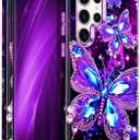 Hekodonk for Galaxy S22 Ultra Case,Three Layer Heavy Duty Shockproof Protection Hard Plastic+Soft Silicone Full Body Drop Protective Case for Samsung Galaxy S22 Ultra,Glow in The Dark All Purple