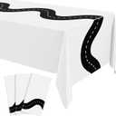 Irenare 3 Pcs Racing Table Cloths Car Birthday Party Supplies 54 x 108 Inch Racetrack Table Runner Covers Disposable Rectangular Road Tablecloth for Kids Boy Car Theme Birthday Party Decor (White)