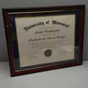 Diploma Frame 14x17 with Blue Mat Fits Document, Certificate or 16x20 Picture without Mat, 17x14 Cherry Red Frame for Wall Mounting