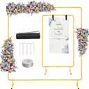 WellSign 6.6FTx6.6FT Wedding Balloon Arch Backdrop Stand, Gold Square Rectangular Metal Background Arch Frame for Garden Flower Arch, Birthday, Baby Shower Parties Decoration