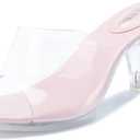 NBUUNBU Silver Clear Heels For Women Dress Shoes Transparent Strap Sexy Stilletos Heels Open Toe High Silver Heeled Sandals Pump Mules,8.5, Pink-2.95in