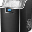 Kndko Nugget Ice Maker Countertop with Handle, Ready in 6 Mins, 35lbs Per Day, Pebble Ice Machine with Soft Chewable Ice, Self-Cleaning, One-Click Operation, for Home/Party/RV/Camping (Black)