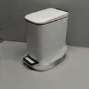 Cesun Small Bathroom Trash Can with Lid Soft Close, Step Pedal, 6 Liter / 1.6 Gallon Stainless Steel Slim Garbage Can for Bedroom, Diaper Waste Basket with Removable Inner Bucket (White)