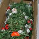 Christmas Garland with Lights - 9FT Pre-Lit Flocked Garland with 30 LED Bulbs, Red Berries, Pine Cones, Artificial Pine Battery Operated Garland for Fireplace, Staircase, Indoor & Outdoor Decoration