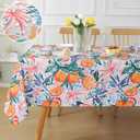 SASTYBALE Summer Tablecloth Rectangle, Spill Proof Vibrant Watercolor Lemon Table Cloth, Washable Decorative Polyester Table Cover for Outdoor Party Picnic Dinner (Rectangle, 52" x 70")