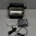 Electric-Lunch-Box-Heated-Food-Warmer 100W Heating Lunchbox for Adults 1.8L Portable Food Heater for Work/Car, 12V/24V/110-230V Lonchera Elctrica Porttil with Fork Spoon (Black)