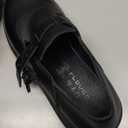 Women's Retro Leather Belt Buckle Thick Sole Loafers Fashionable and Comfortable Handmade Leather Thick Soled Shoes (5.5, Black)