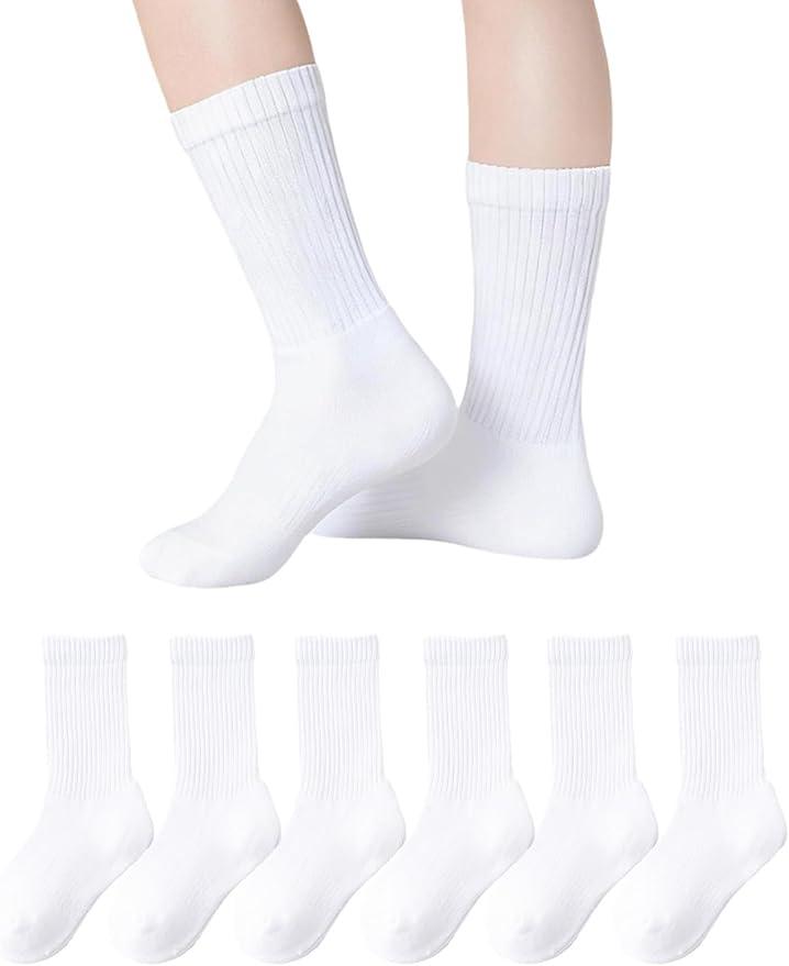 Santgoo Boys Athletic Socks Half Cushioned Quarter 7-10 Ankle Socks Kids Cotton Low Cut Sport Sock White 6 Pack