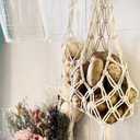 Hanging Baskets for Fruit and Vegetable Storage 3-Tier, Boho Wall Hammock for Produce Organizing, Macrame Bohemian Decor for Kitchen, Bedroom, Indoor Plants (A-Metal Rings-1 Tier+String Bag)