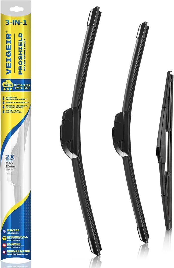 3 Pack Windshield Wiper Blades Compatible With 2007 2008 2009 2010 2011 2012 2013 2014 2015 Mazda CX9 CX-9 Front and Rear Windshield Wiper Blade Set for My Car - 26"/17"/14"