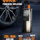 Tire Inflator Portable Air Compressor - 150PSI & 10000mAh Cordless Air Pump with Digital Tire Pressure Gauge, Accurate Dual LCD Display & LED Light, for Car/Motorcycle/E-Bike/Ball (Black)