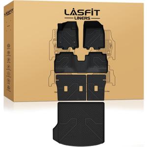 LASFIT Floor Mats & Cargo Liner with Backrest Mat for Chevrolet Chevy Equinox EV (Not Fit Gasoline) 2024 2025 2026, All Weather TPE Custom Fit Floor Mats, Car Mats Full Set for Chevy Equinox EV