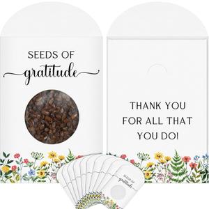 Fumete 50 Pcs Wildflower Thank You Seed Packets Seed of Gratitude Party Favors with Window Small Coin Storage Envelopes for Office Baby Shower Wedding Coworker Staff Teacher Nurse Thank You Gifts