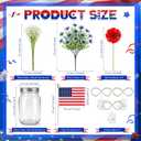 Domensi 6 Set Patriotic Centerpiece 4th of July Table Centerpiece Decoration Red and Blue Artificial Daisy Flower, Glass Mason Jars with String Light and Mini American Flags Decor for 250 Anniversary