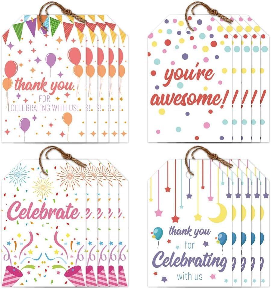120 Pcs Gift Tags Celebrate Thank You Present Labels with String 3x2in Tags Paper Labels Luggage Tags Labels Paper Tags for Present for Wedding Birthday Gift Favors Wrapping