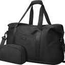 Expandable Travel Duffle Bags Weekender Overnight Bags for Women Men Hospital Bag for Women Labor Delivery with Toiletry Bag Waterproof (Large, Black)