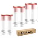 Fence Shock 30 Pack 41 Inches Systems Pig Tail Step-in Fence Post, Portable Stainless Steel Single Rope Poles/Stakes for Electric Fence, Garden, Farm, Flower Beds, Walkways, Fountains - Red