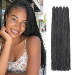 GUOHUI Micro Faux Locs Crochet Hair, 36 Inch 5 Packs Color Natural Black DIY Braids Straight Styles (36",1B)