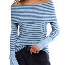 Darong Womens Going Out Y2k Tops Outfits 9126 Blue Black Stripe XS (Blue, XS)