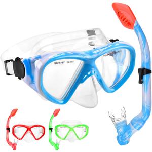 Kids Snorkel Set Dry Top Snorkeling Gear for Kids Youth Boys Girls Junior Age 5-15,Tempered Glass Swimming Diving Mask and Snorkel Set 180 Degree Panoramic View (Blue+Blue) Kids Snorkel Set Dry Top Snorkeling Gear for Kids Youth Boys Girls Junior Age 5-15,Tempered Glass Swimming Diving Mask and Snorkel Set 180 Degree Panoramic View (Blue+Blue)