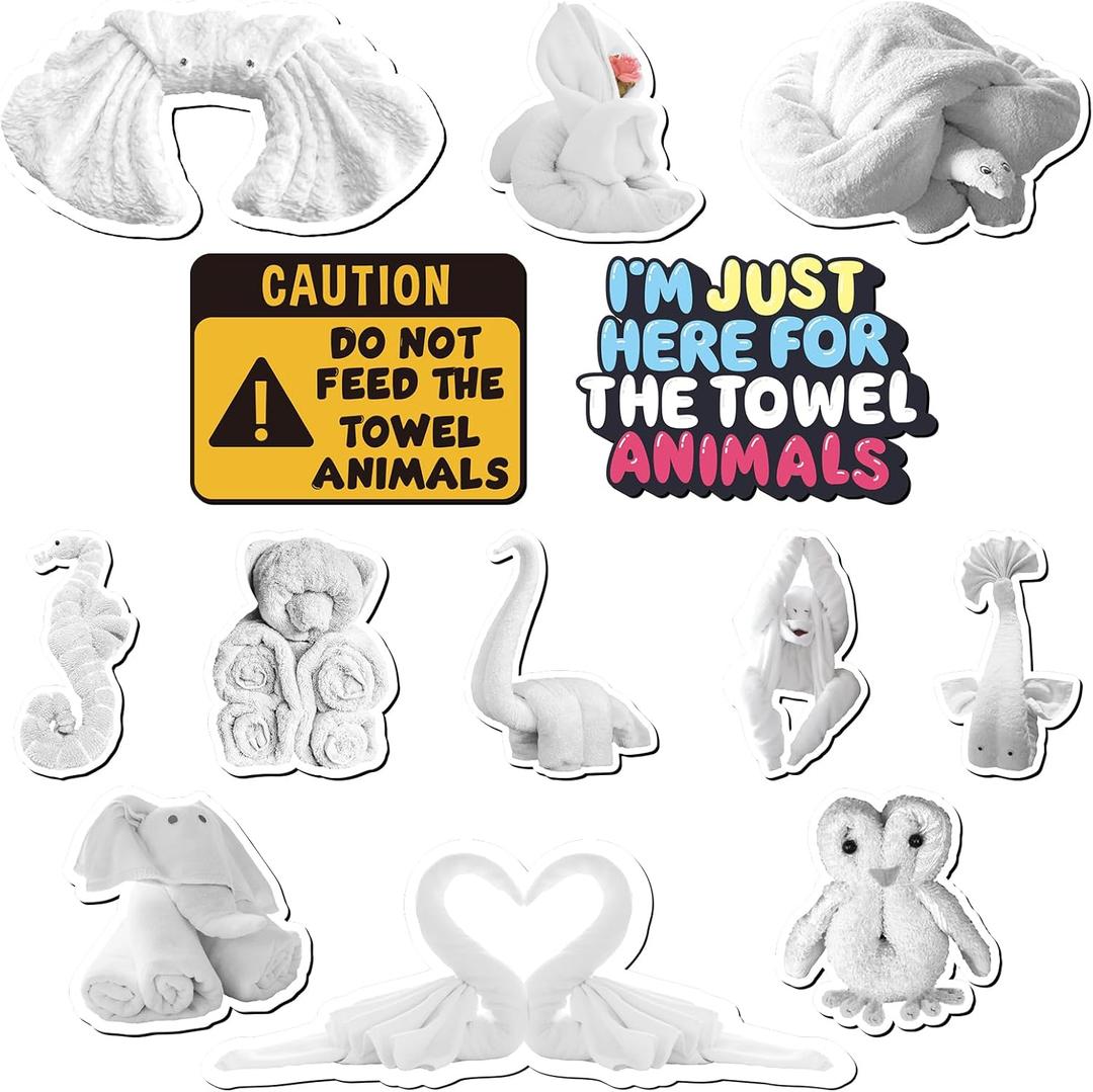 13 Pcs Cruise Door Magnets Towel Animals Cruise Magnetic Decorations Sea Ocean Ship Funny Fridge Door Magnets for Car Cabin Garage Refrigerator Carnival Birthday