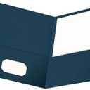 Pack Of 2 Oxford Twin-Pocket Folders, Textured Paper, Letter Size, Dark Blue, Holds 100 Sheets, Box of 25 (57538EE)