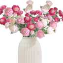 Artificial Flowers Silk Peony Pink Flowers Combo Rose Red Silk Flowers Bouquet 20Pcs 60Heads Fake Peonies for Faux Floral Arrangements Home Table Kitchen Wedding Party Farmhouse Decor