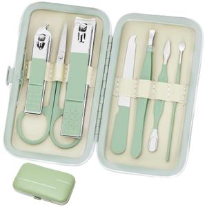 Aceoce Manicure Set Business Gifts Handheld Sized, Nail Clippers Set Tools Luxurious Manicure Set Professional Stainless Steel Nail Clippers with Travel Case for Men Women Teens Parents Colleagues (Mint Green)
