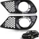 AUTOKAY Front Left and Right Fog Light Chrome Shell with Black Insert Cover Trims For Mercedes Benz C300 W204 08-2011 Set of 2 LED Angle Eyes Fog Light Lamps Cover Grill