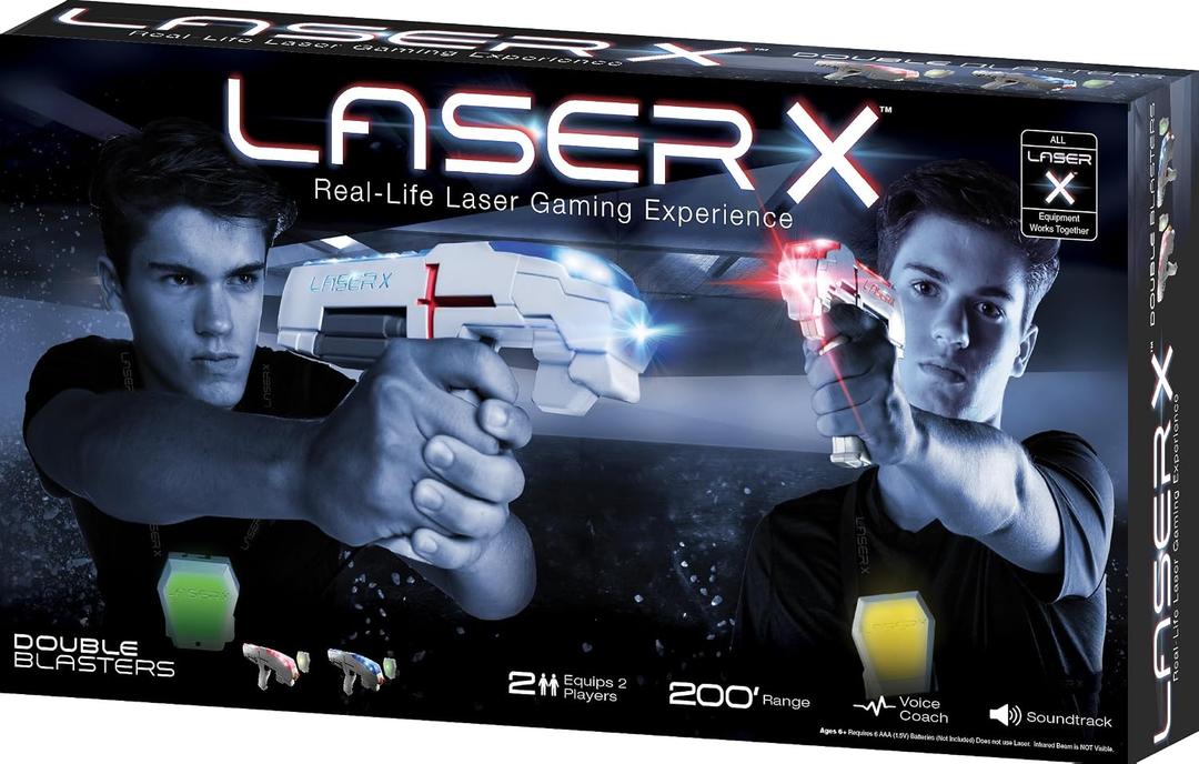 LASER X The Original Two Player Laser Tag Gaming Set, Blasters & Vest Sensors, Ages 6+