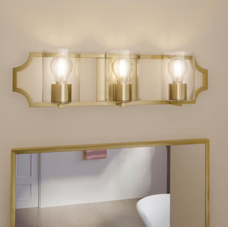 Progress Lighting Teigen 23.5-in 3 Light Gold Traditional Bathroom Vanity light