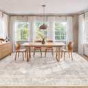 Area Rug 8x10 Vintage Rug: Large Washable Indoor Medallion Rugs Low Pile Distressed Floor Carpet Retro Accent Rug for Living Room Bedroom Kitchen Dining Table Home Office(Beige, 8'x10')