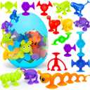 32 PCS Toddler Suction Cup Bath Toys for Kids Ages 1-3 3-5 4-8, Mini Sensory Travel Toy 2 3 4 5 6 Year Boy Girl Valentines Birthday Gifts Party Favor Goody Easter Basket Stuffer Fillers Prize Eggshell