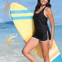 Daci Women 3 Piece Tankini Swimsuits - Tummy Control Bathing Suit Sport Bra Modest 2 Pockets Boyshorts 2026 (Black, XXL)