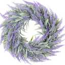 Lavender Wreath,11" Artificial Spring Wreaths for Front Door,Purple Flower Wreath with Green Leaves Farmhouse Wreath, for Home Wall Window Porch Garden Decor
