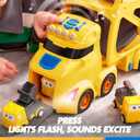 Vroomix JOVA Extra Large Toy Trucks for Kids, 3-Layer Construction Trucks for Boys, 7-in-1 Big Carrier Truck with Siren & Lights and 6 Toy Cars, Birthday Gifts for Boys Kids
