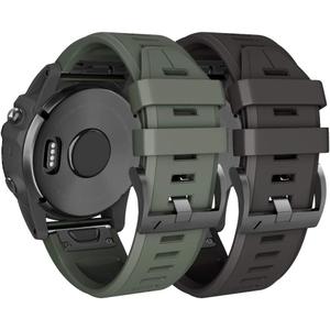 NotoCity Compatible Fenix 5X Plus Bands Sport Silicone Replacement Watch Strap for Fenix 7X/8 51mm/5X/ 6X/6X Pro/3/HR/Descent MK1(Black/Army Green (2 Pack)