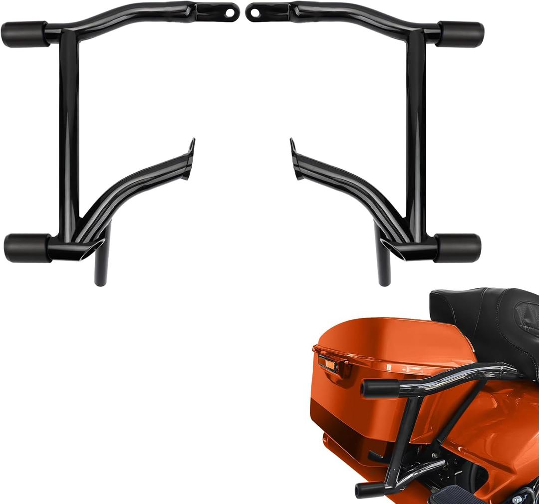 Saddlebag Guard Tip-Over Crash Bars for Harley Touring Street Glide Road Glide Road King Electra Glide Ultra Limited CVO 2009-2024 Gloss Black Saddle Bag Protection Crash Bar