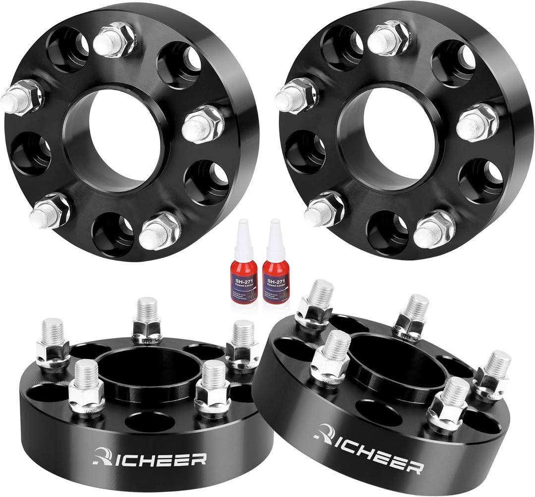 Richeer 1.5 inch 5x5 Wheel Spacers for 2018-2024 Wrangler JL, 2011-2024 Grand Cherokee WK2 WL, 2019-2024 Gladiator JT, 2011-2023 Durango, 5x127mm Forged Wheel Spacer with 14x1.5 Studs & 71.5mm bore