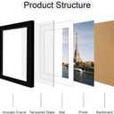 iRahmen 10x12 Picture Frame with HD Tempered Glass, Display Pictures 8x10 with Mat or 10 x 12 Without Mat, Wood Photo Frames for Tabletop and Wall Mount (Black, 1 Pack)